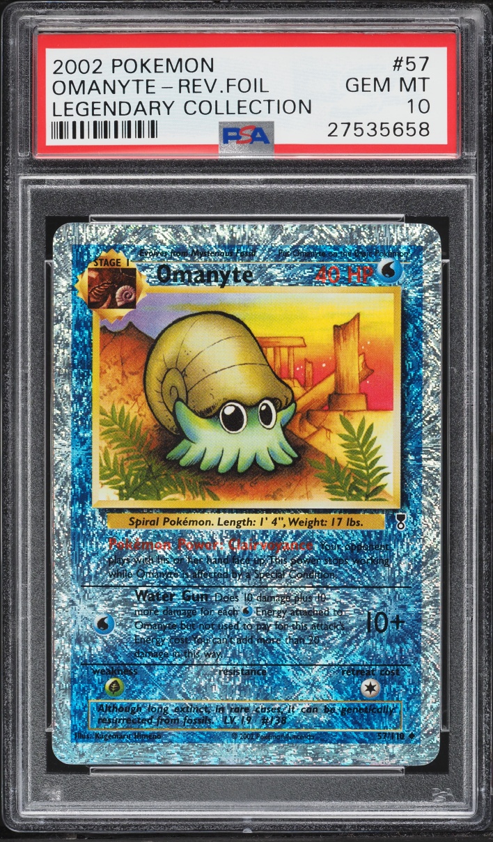 2002 Pokemon Legendary Collection Reverse Holo Omanyte #57 PSA 10 GEM MINT