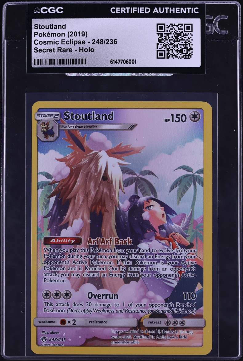 2019 Pokemon Sun & Moon Cosmic Eclipse Full Art Stoutland #248 CGC AUTH