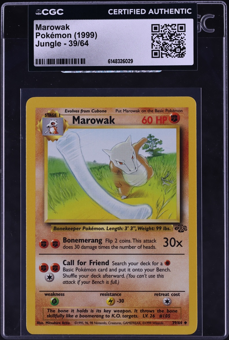 1999 Pokemon Jungle Marowak #39 CGC AUTH