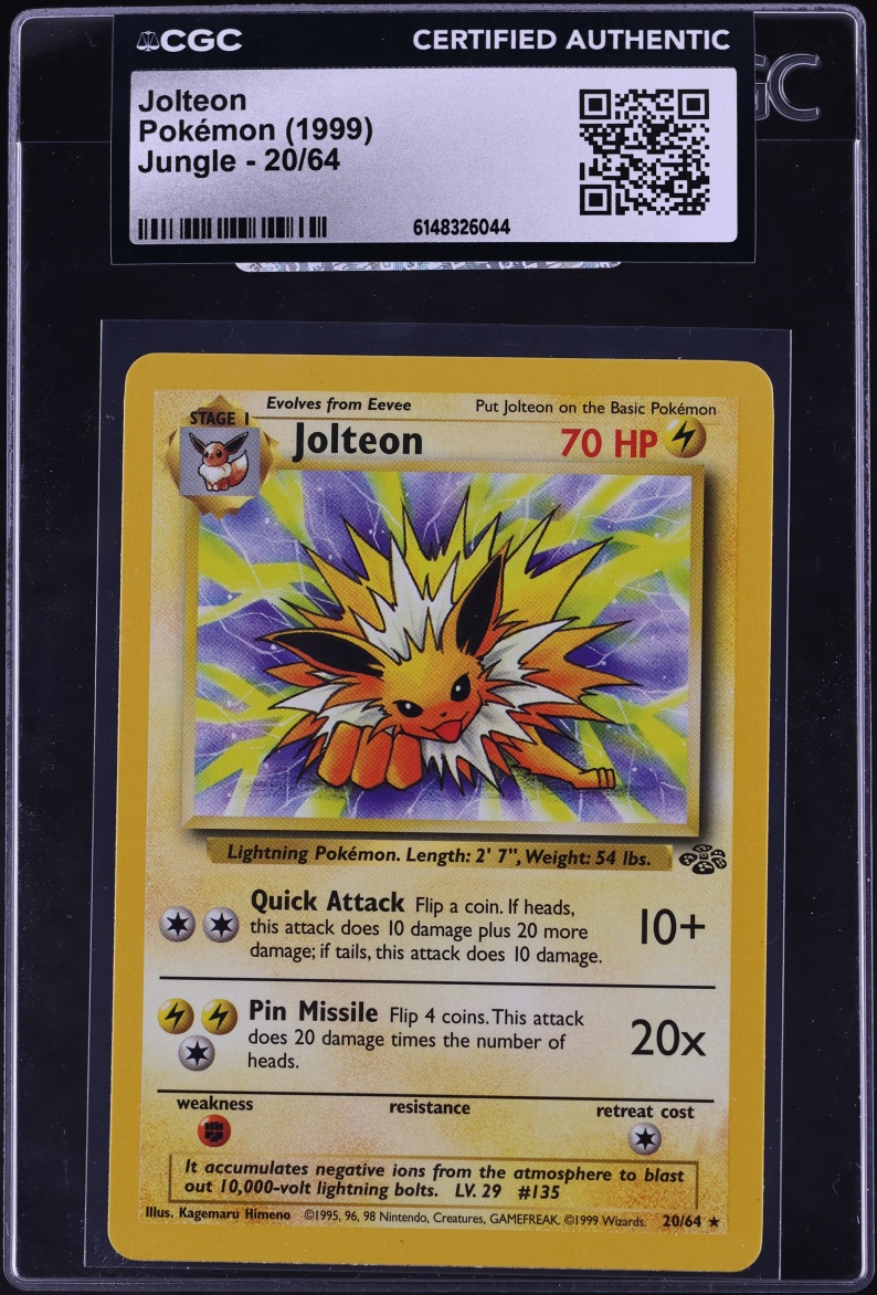 1999 Pokemon Jungle Jolteon #20 CGC AUTH