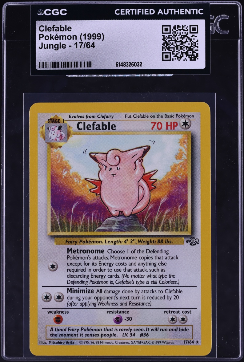 1999 Pokemon Jungle Clefable #17 CGC AUTH