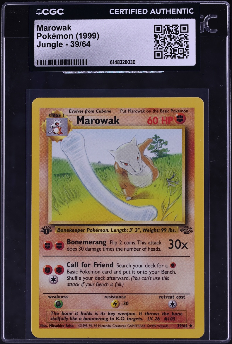 1999 Pokemon Jungle Marowak #39 CGC AUTH