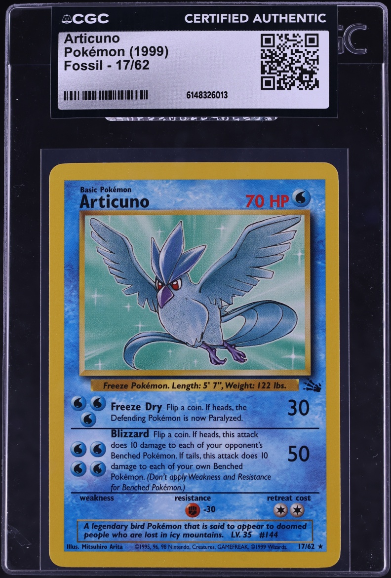 1999 Pokemon Fossil Articuno #17 CGC AUTH