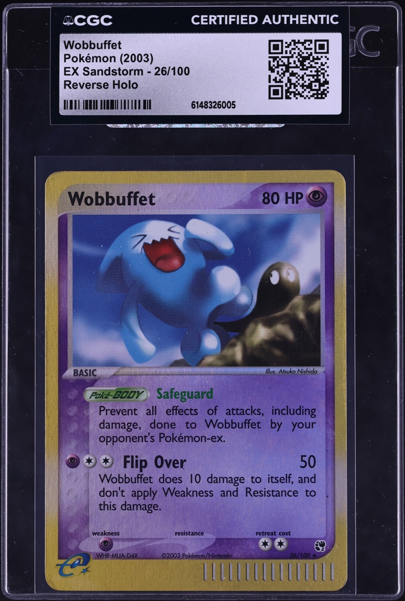 2003 Pokemon EX Sandstorm Reverse Holo Wobbuffet #26 CGC AUTH