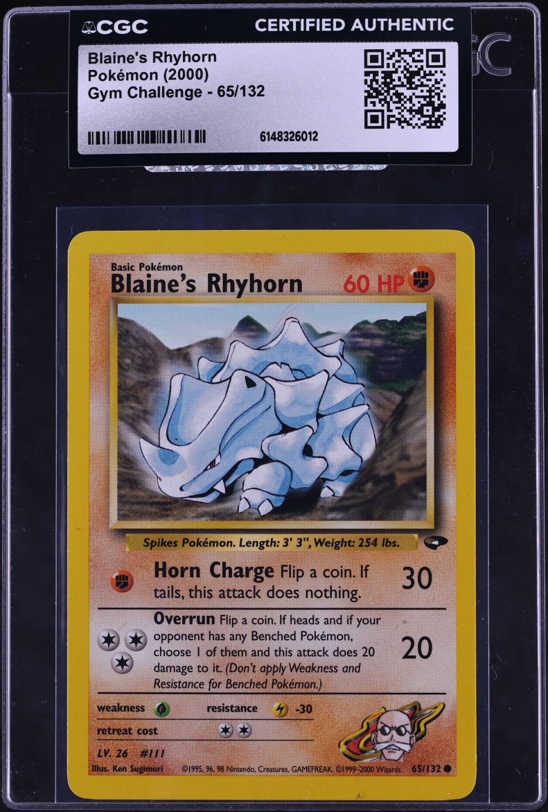 2000 Pokemon Gym Challenge Blaine's Rhyhorn #65 CGC AUTH