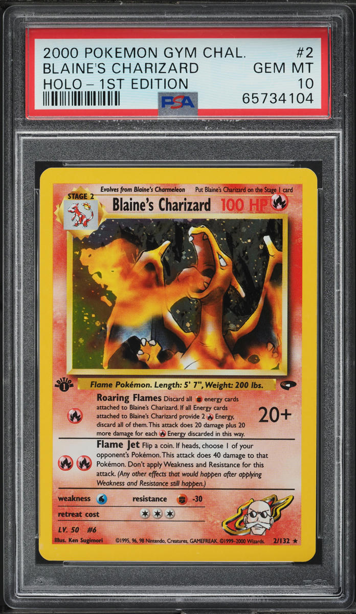 2000 Pokemon Gym Challenge 1st Edition Holo Blaine's Charizard #2 PSA 10 GEM