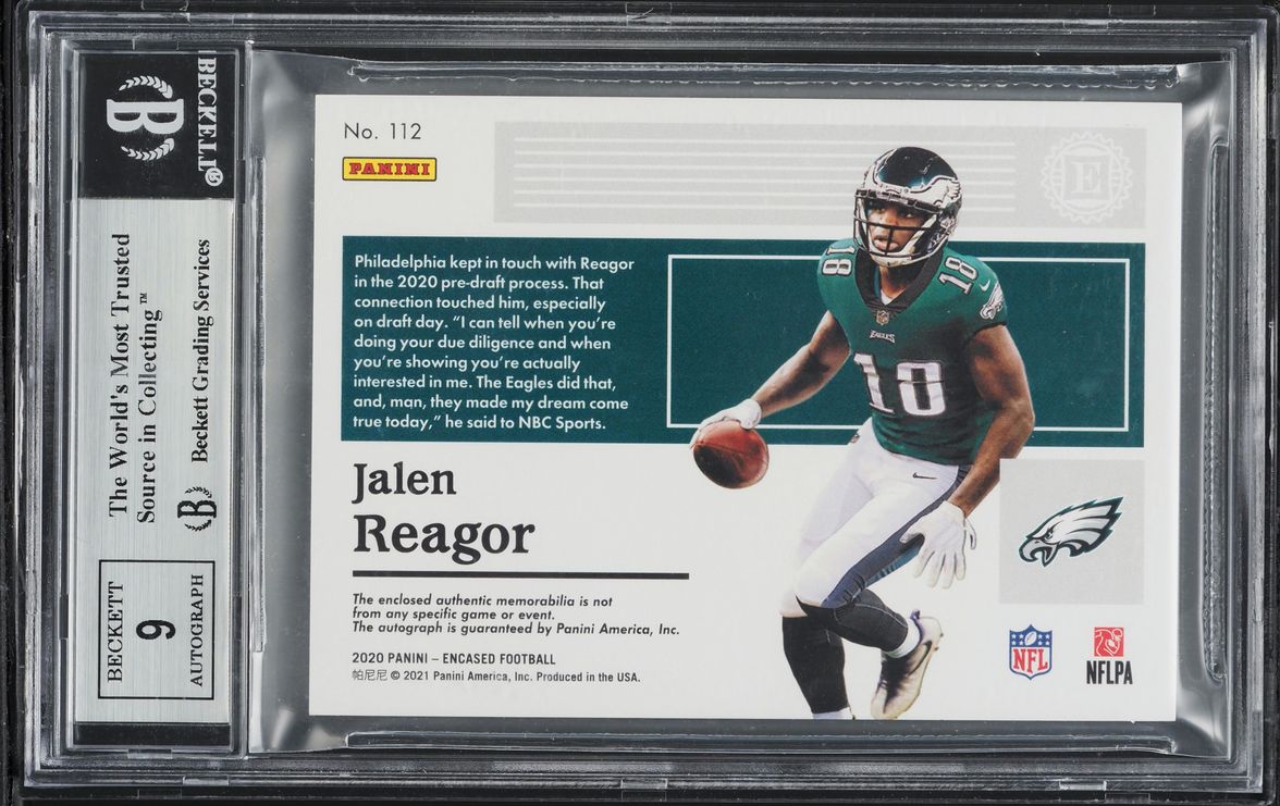 2020 Panini Encased Gold Jalen Reagor ROOKIE PATCH AUTO 10/10 #112 BGS 9 MINT