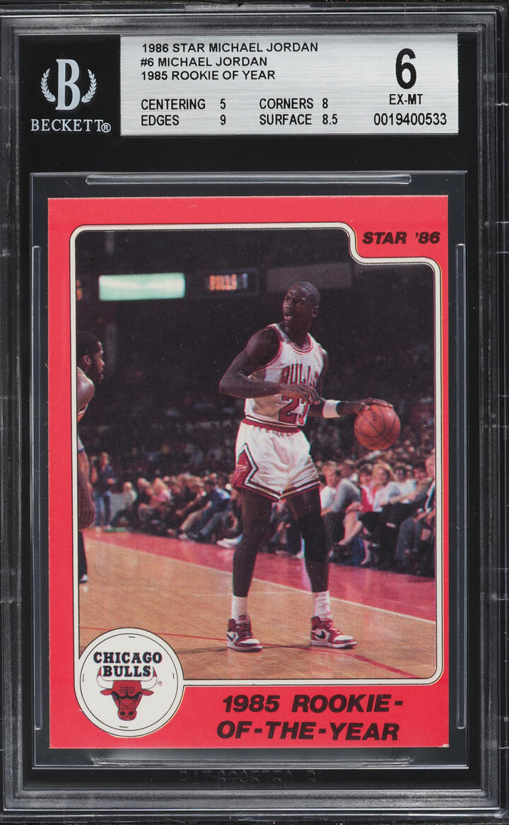 1986 Star Basketball Michael Jordan ROOKIE #6 BGS 6 EXMT