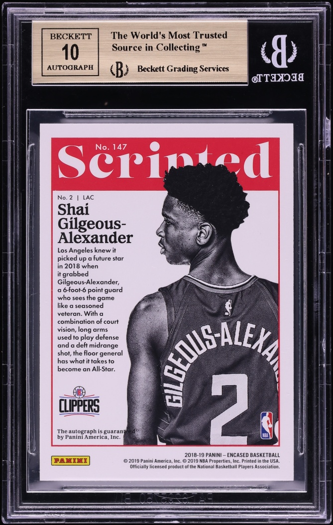 2018 Panini Encased Red Shai Gilgeous-Alexander ROOKIE AUTO /25 #147 BGS 9.5 GEM MINT - Photo 2