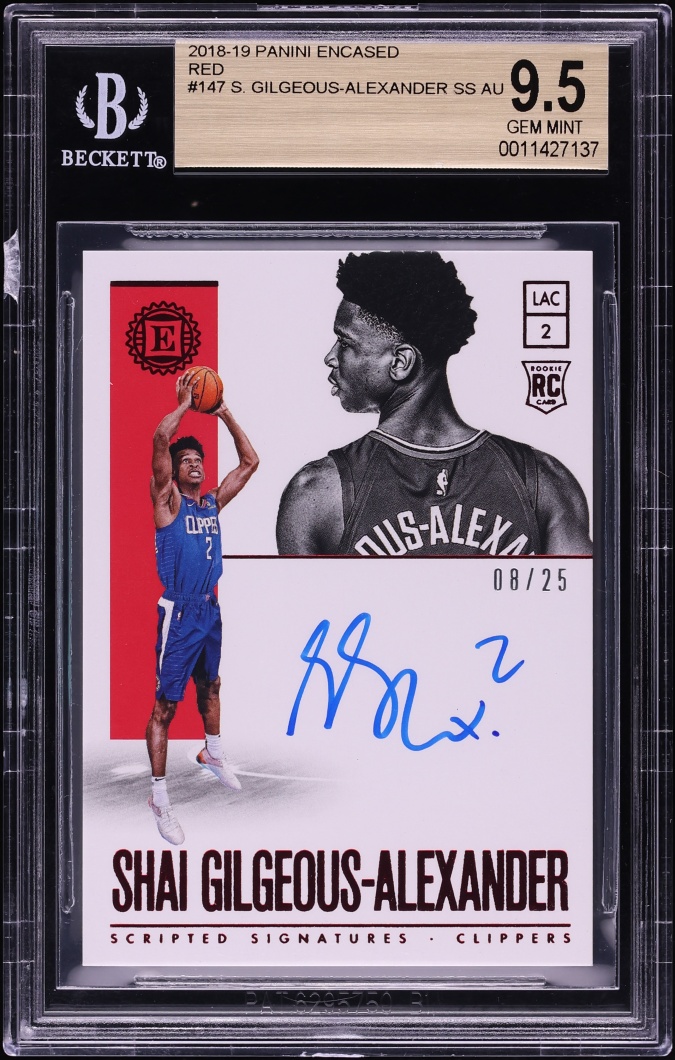 2018 Panini Encased Red Shai Gilgeous-Alexander ROOKIE AUTO /25 #147 BGS 9.5 GEM MINT