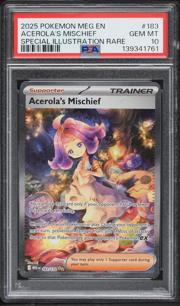2025 Pokemon Mega Evolution SIR Acerola's Mischief #183 PSA 10 GEM MINT