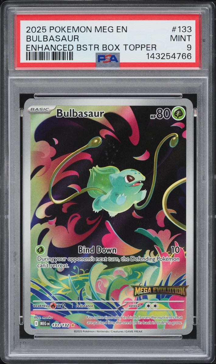 2025 Pokemon Mega Evolution Enhanced Booster Box Topper IR Bulbasaur #133 PSA 9 MINT