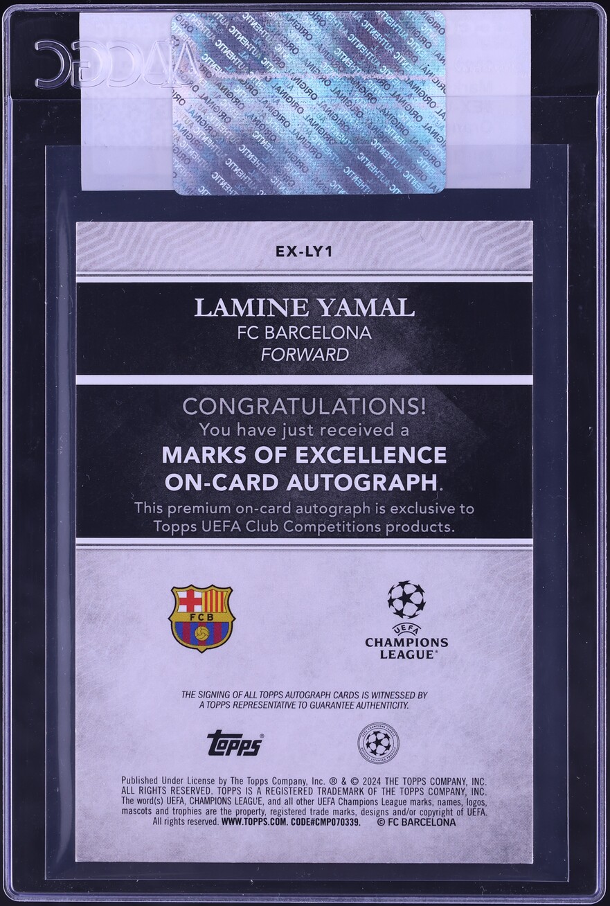 2023 Topps Merlin UEFA Marks Of Excellence Orange Foil Lamine Yamal ROOKIE AUTO /25 CGC AUTH