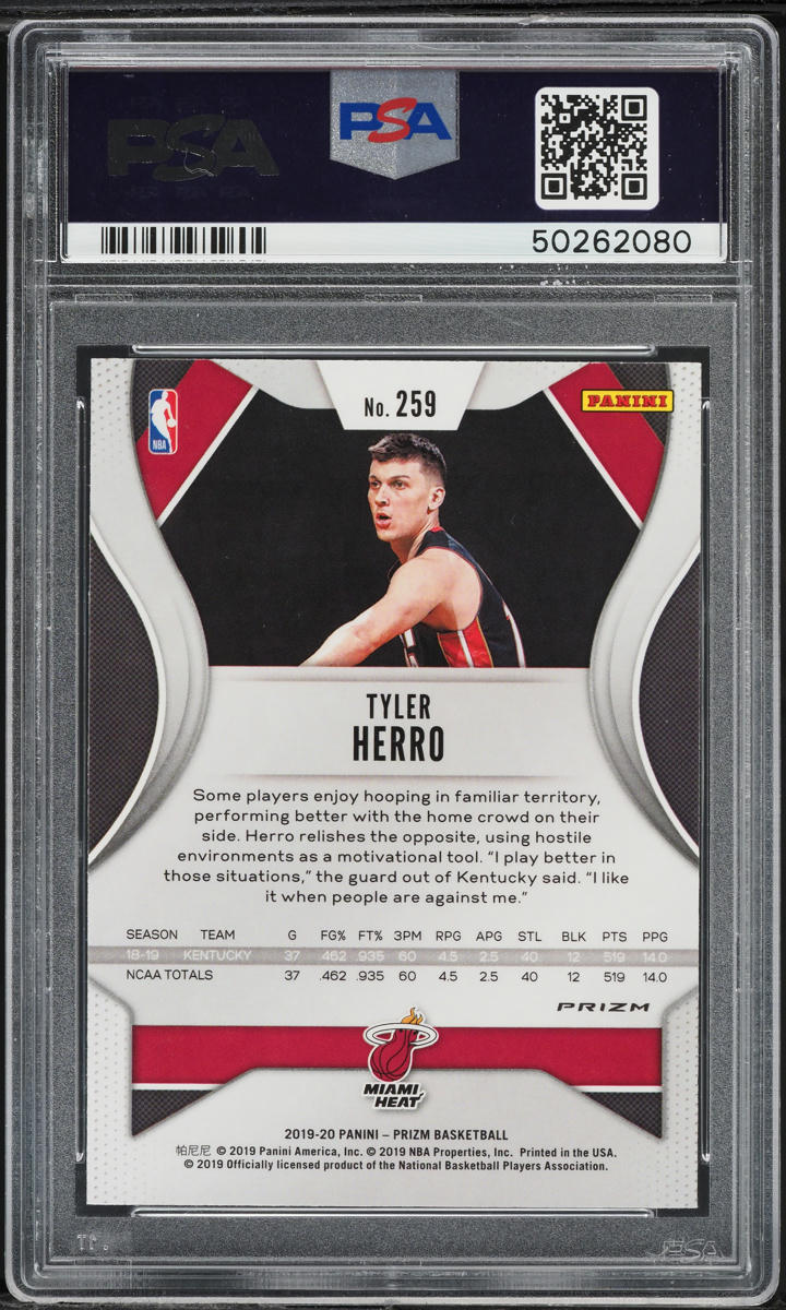 2019 Panini Prizm Silver Tyler Herro ROOKIE #259 PSA 10 GEM MINT