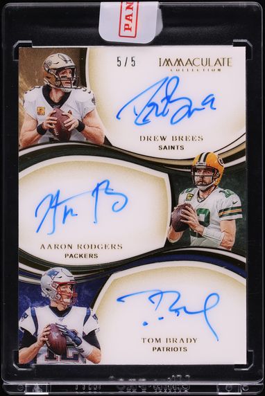 2020 Panini Immaculate Collection Triple Drew Brees Aaron Rodgers Tom Brady AUTO 5/5 #TA-QB