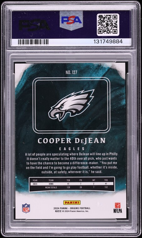 2024 Panini Origins Cooper DeJean ROOKIE #127 PSA 8 NM-MT