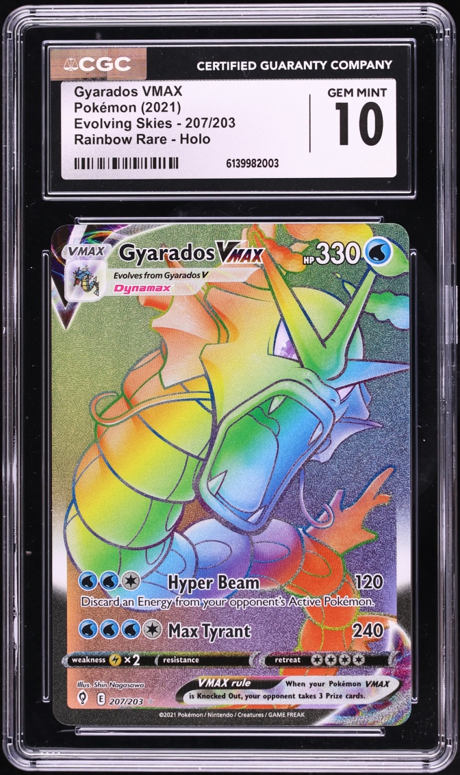 2021 Pokemon Sword & Shield Evolving Skies Rainbow Rare Gyarados VMAX #207 CGC 10 GEM MINT
