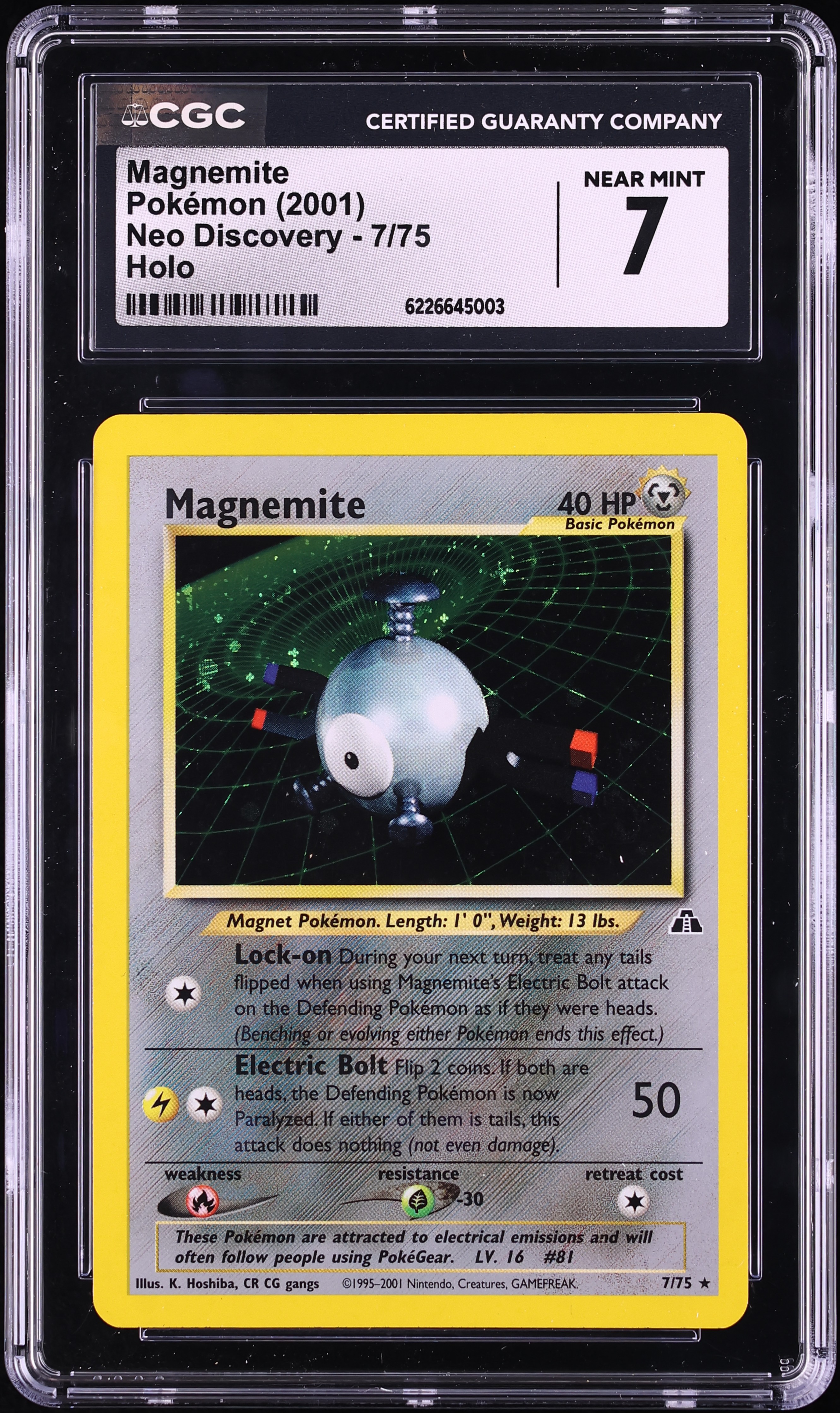 2001 Pokemon Neo Discovery Holo Magnemite #7 CGC 7 NRMT