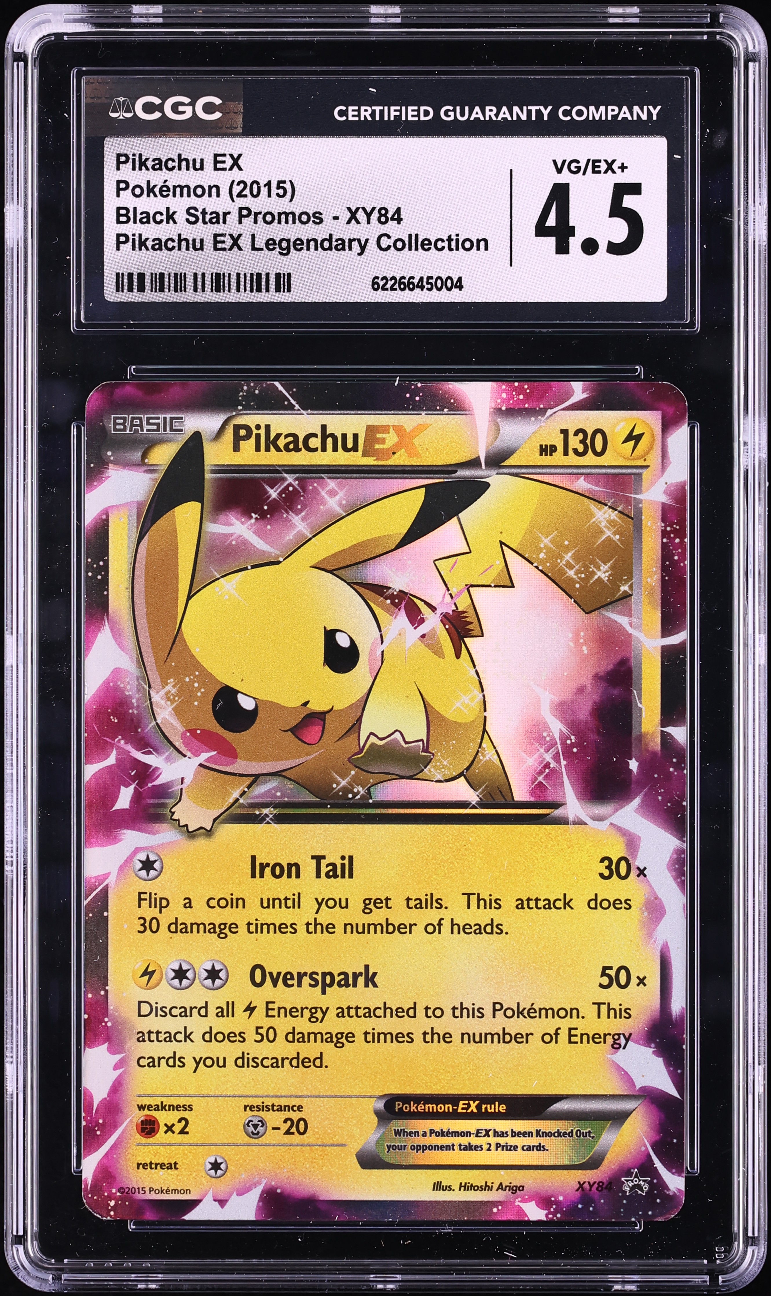 2015 Pokemon XY Promo Legendary Collection Pikachu EX #XY84 CGC 4.5 VGEX+