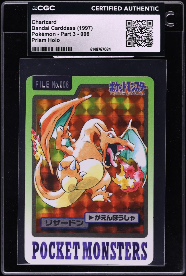 1997 Pokemon Japanese Bandai Carddass Part 3 Prism Holo Charizard #006 CGC AUTH