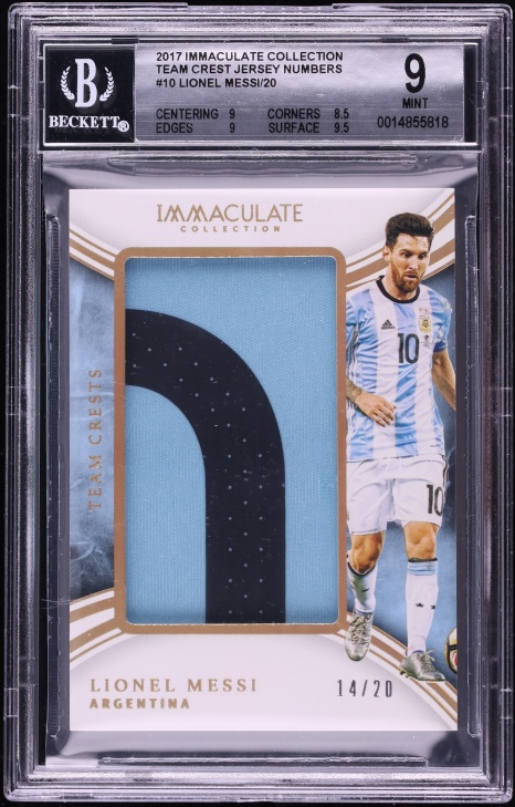 2017 Immaculate Collection Team Crest Jersey Numbers Lionel Messi PATCH /20 #TC-LM BGS 9 MINT