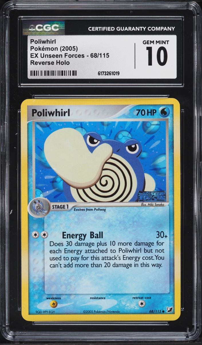 2005 Pokemon EX Unseen Forces Reverse Holo Poliwhirl #68 CGC 10 GEM MINT