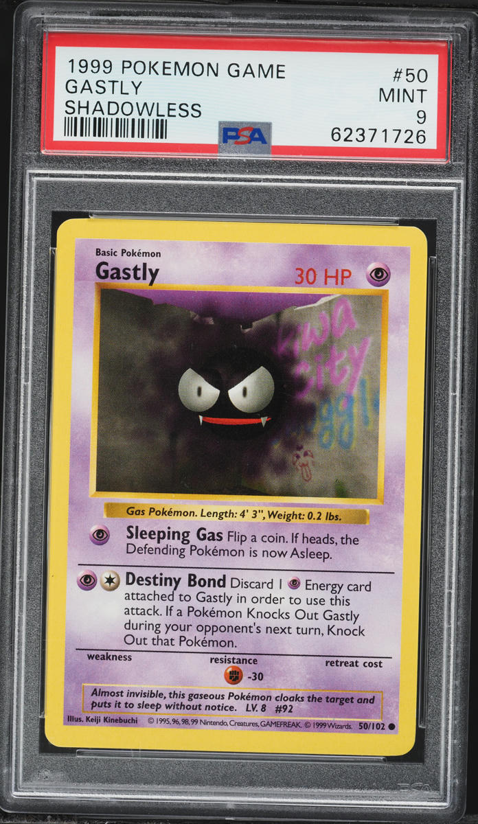 1999 Pokemon Base Set Shadowless Gastly #50 PSA 9 MINT