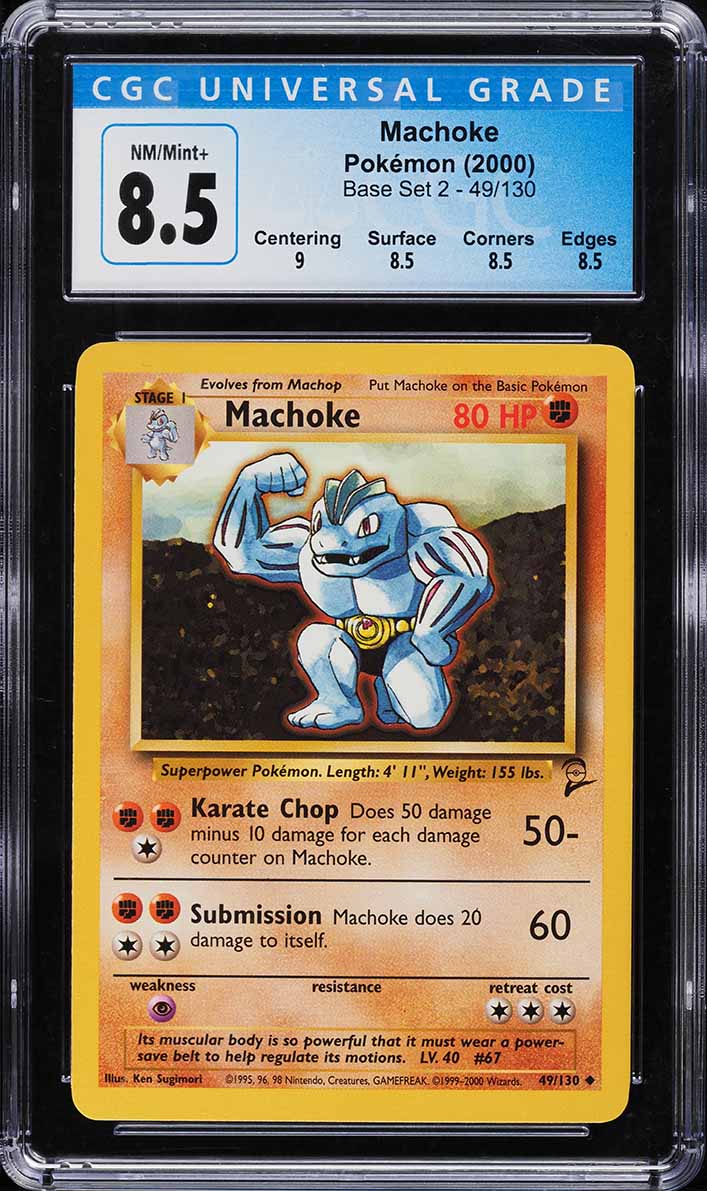 2000 Pokemon Base Set 2 Machoke #49 CGC 8.5 NM-MT+