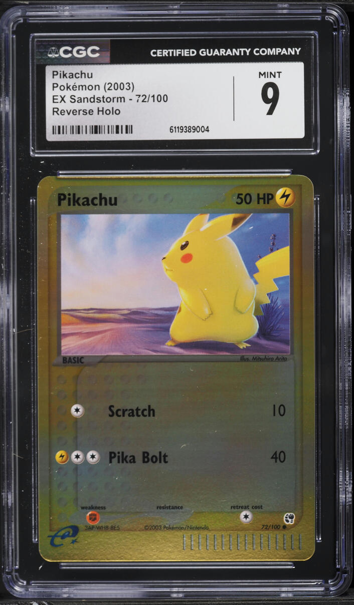 2003 Pokemon EX Sandstorm Reverse Holo Pikachu #72 CGC 9 MINT