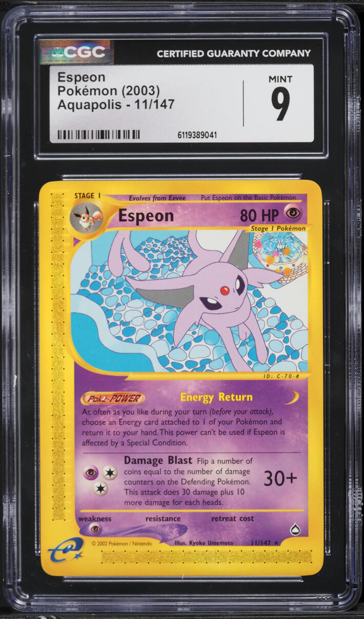2003 Pokemon Aquapolis Espeon #11 CGC 9 MINT