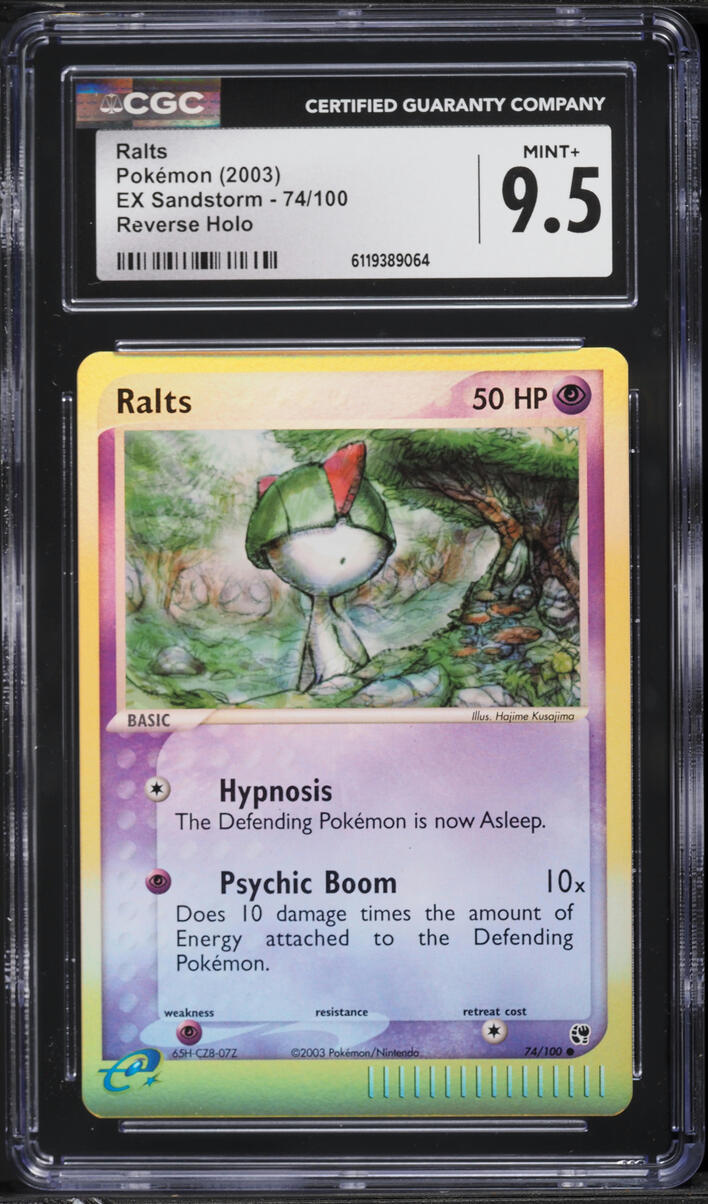 2003 Pokemon EX Sandstorm Reverse Holo Ralts #74 CGC 9.5 MINT+
