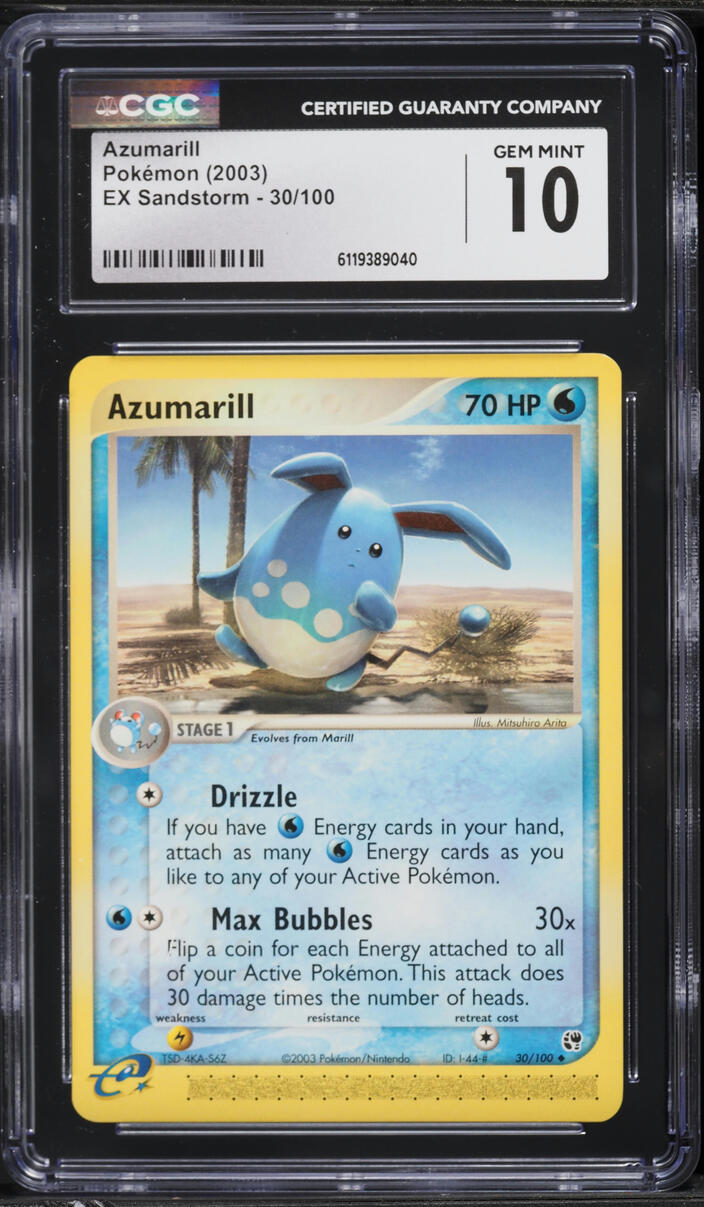 2003 Pokemon EX Sandstorm Azumarill #30 CGC 10 GEM MINT