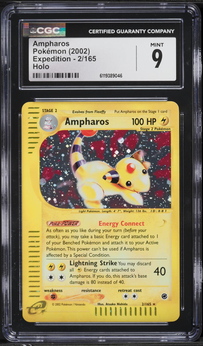 2002 Pokemon Expedition Holo Ampharos #2 CGC 9 MINT
