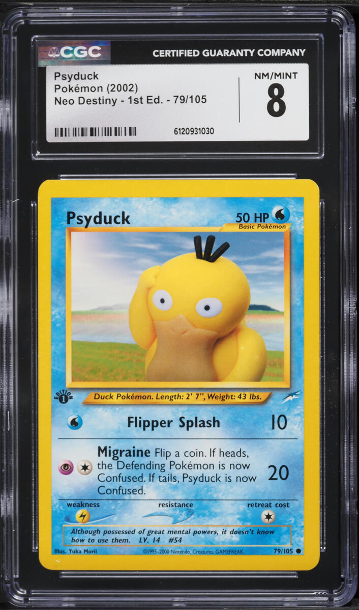 2002 Pokemon Neo Destiny 1st Edition Psyduck #79 CGC 8 NM-MT