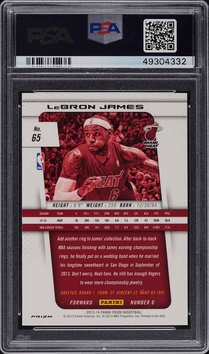 2013 Panini Prizm Green LeBron James #65 PSA 10 GEM MINT - Photo 2