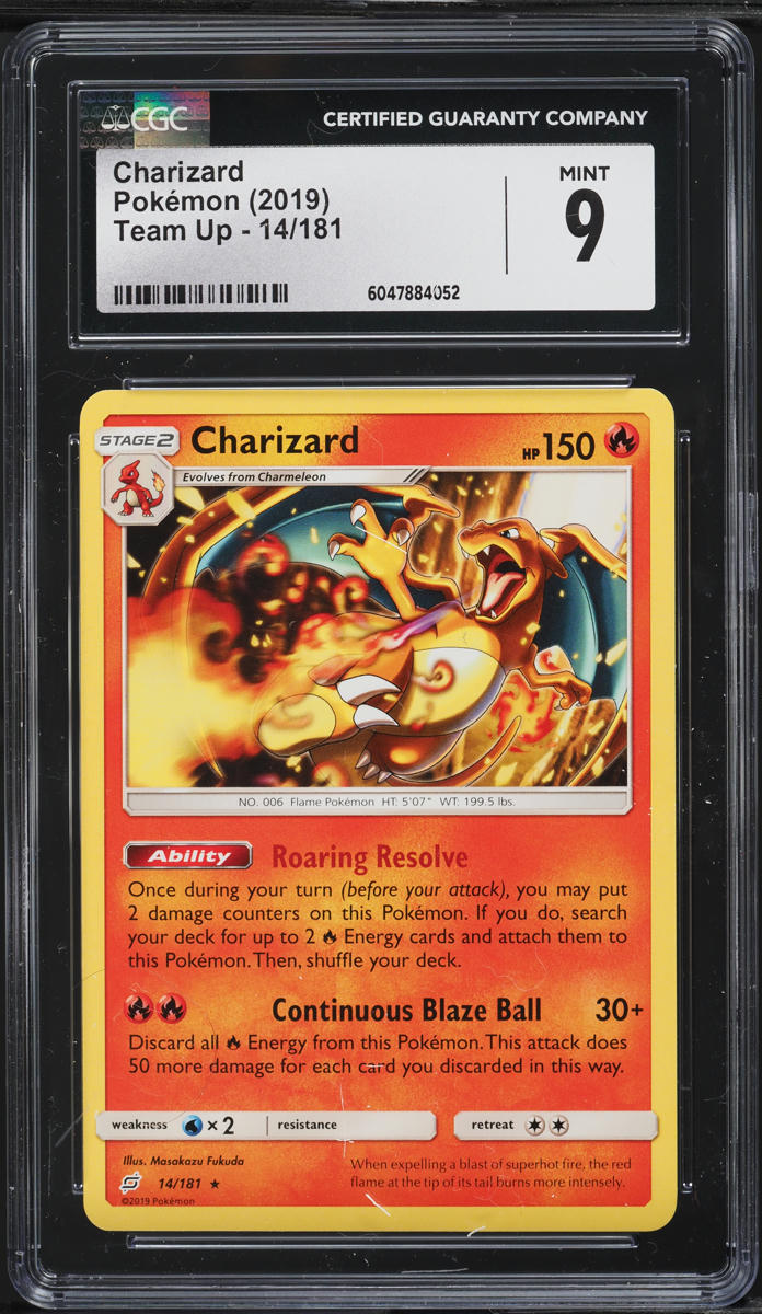 2019 Pokemon Sun & Moon Team Up Charizard #14 CGC 9 MINT