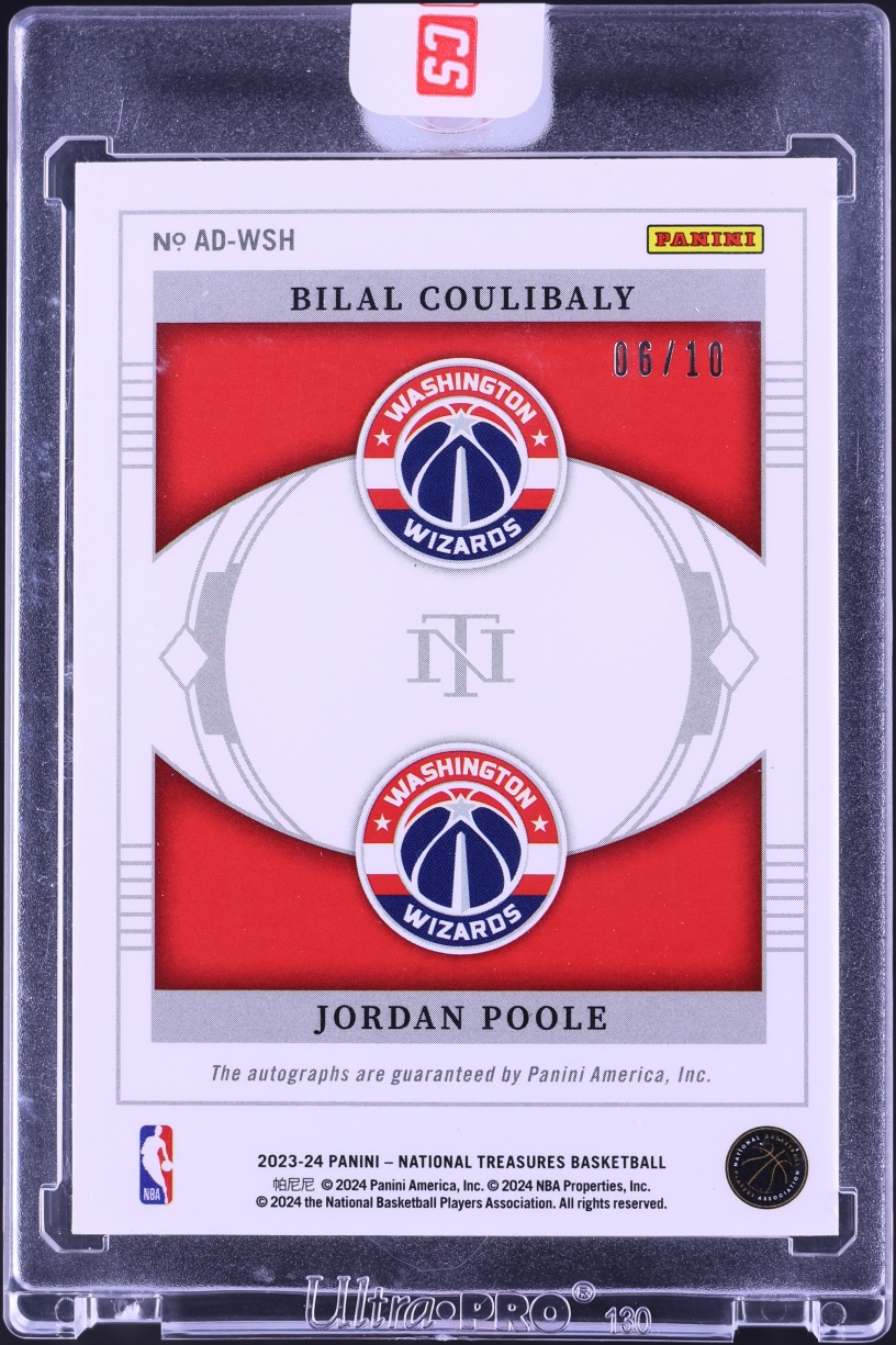2023 National Treasures Dual Gold Jordan Poole Bilal Coulibaly ROOKIE AUTO /10 #AD-WSH