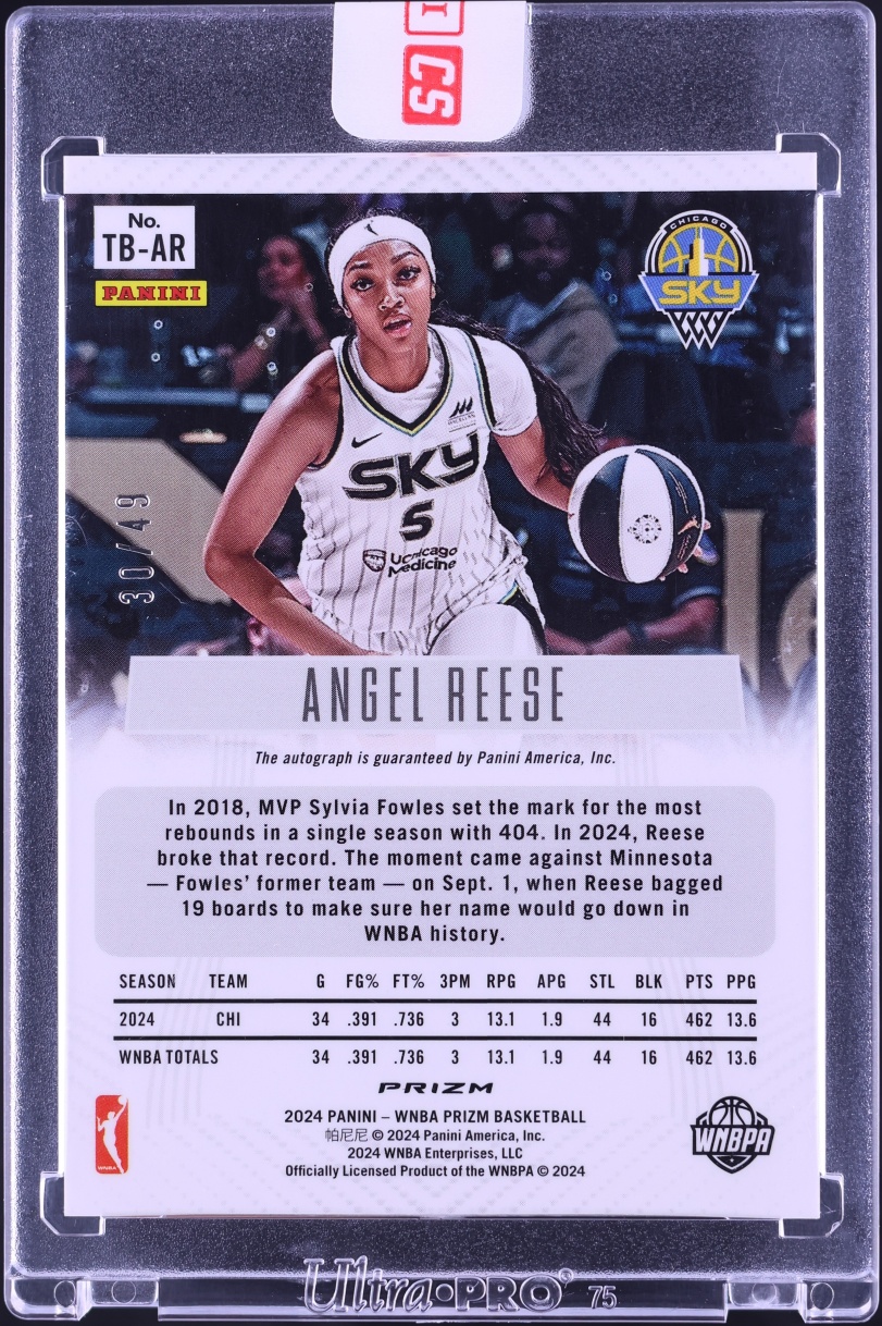 2024 Panini Prizm WNBA Throwback Signatures Purple Angel Reese ROOKIE AUTO /49 #TB-AR