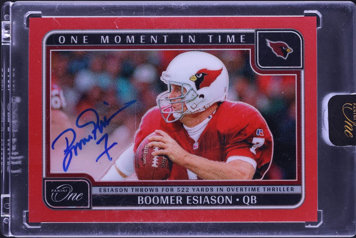2024 Panini One Moment In Time Red Prizm Boomer Esiason AUTO /60 #391