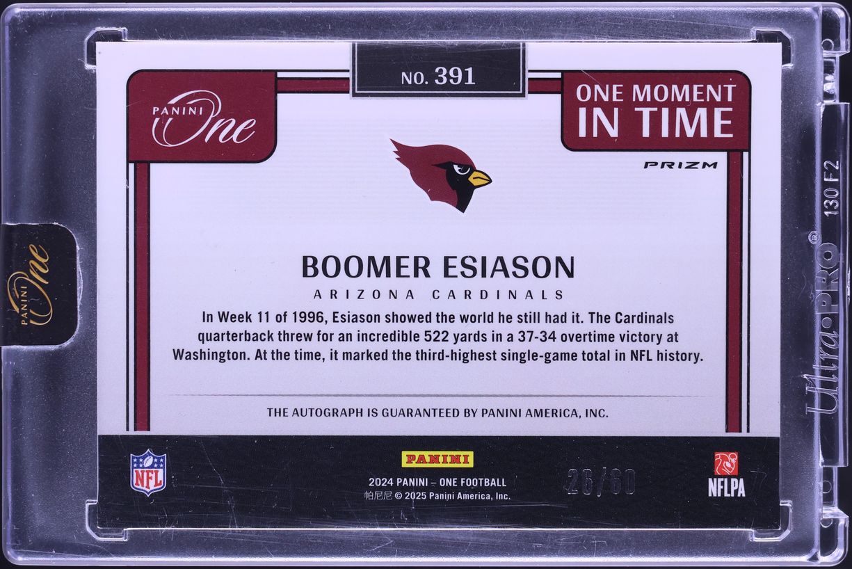 2024 Panini One Moment In Time Red Prizm Boomer Esiason AUTO /60 #391