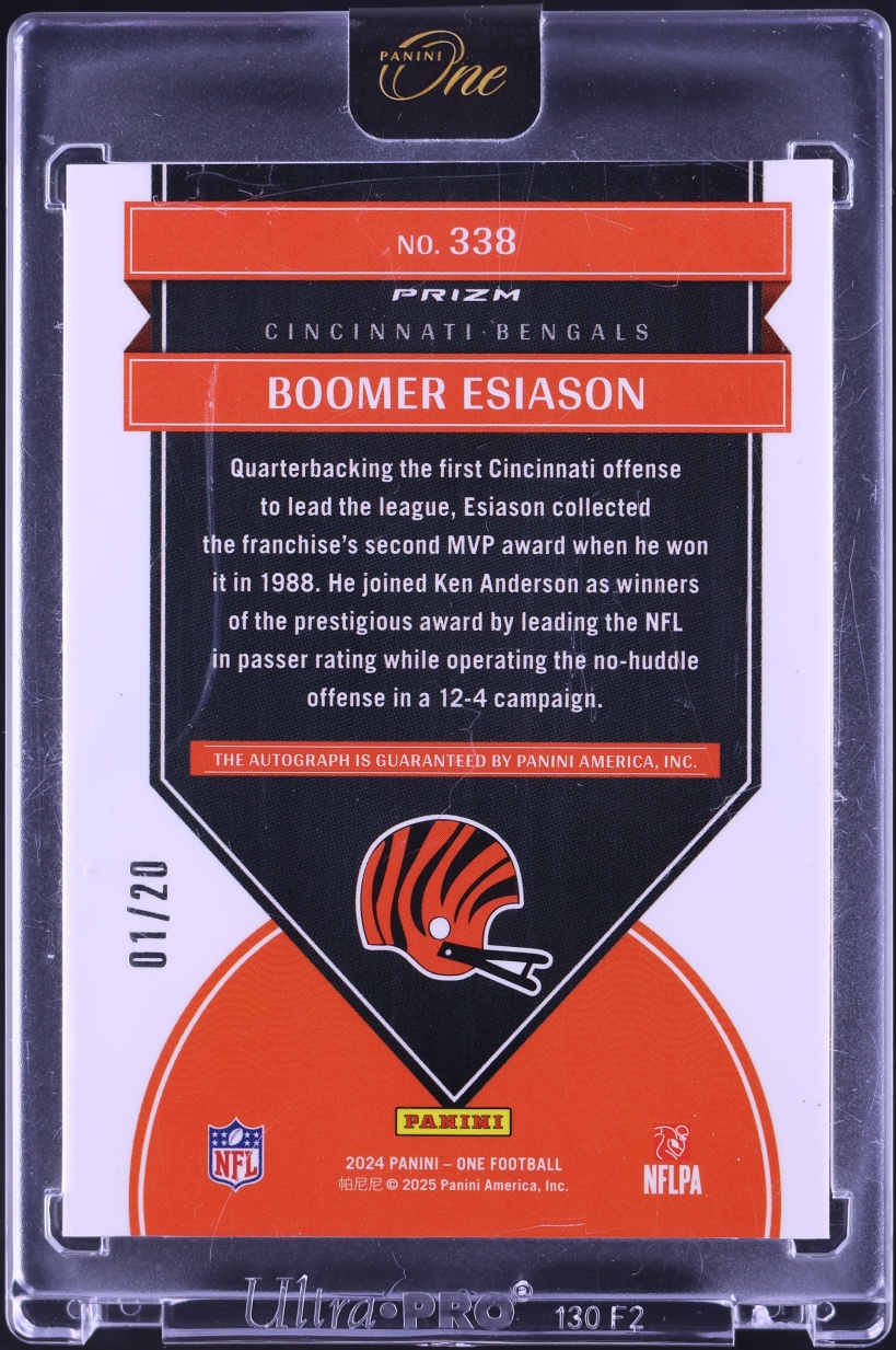 2024 Panini One Once In A Franchise Bronze Prizm Boomer Esiason AUTO 1/20 #338