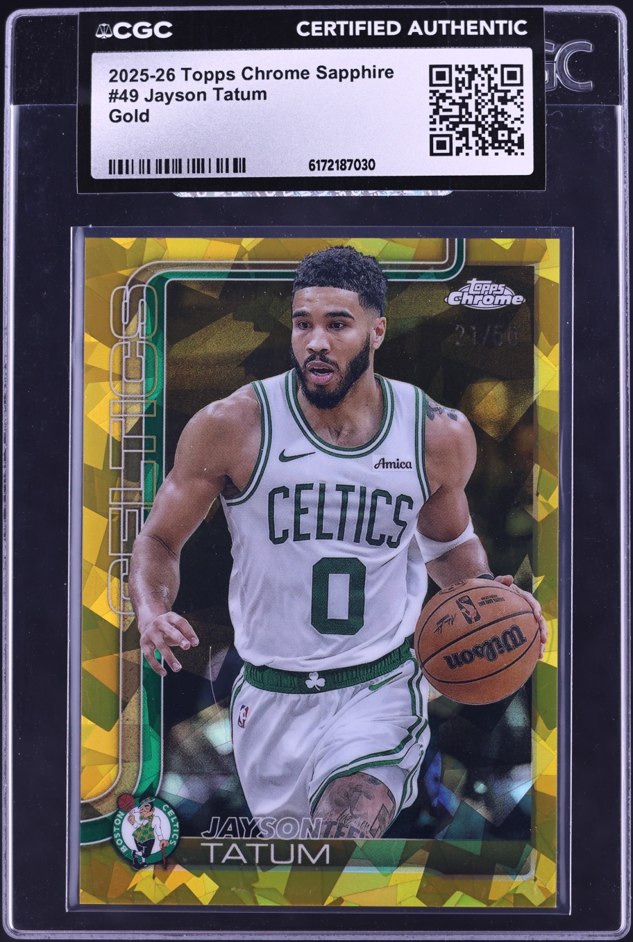 2025 Topps Chrome Sapphire Gold Jayson Tatum /50 #49 CGC AUTH