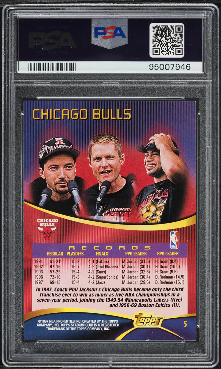 1997 Stadium Club Chicago Bulls w/ Michael Jordan #5 PSA 10 GEM MINT