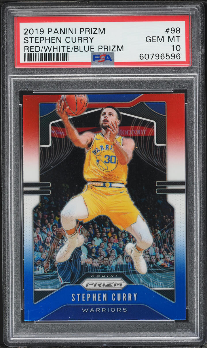 2019 Panini Prizm Red White Blue Stephen Curry #98 PSA 10 GEM MINT