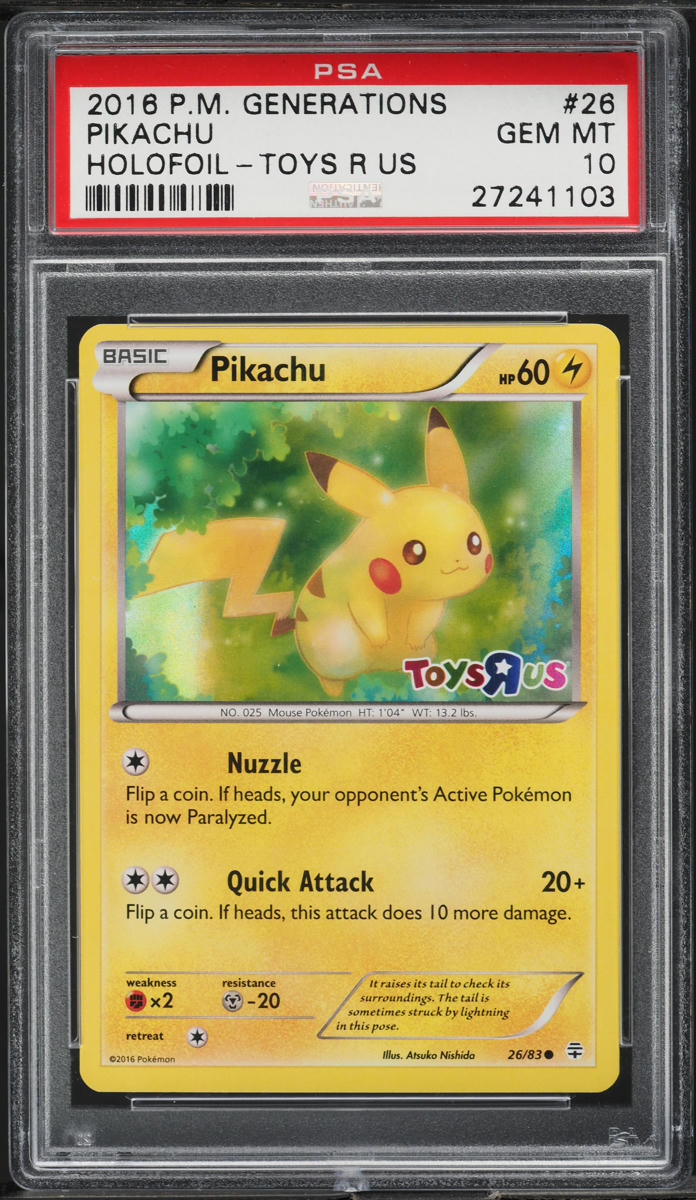 2016 Pokemon XY Generations Toys R Us Holo Pikachu #26 PSA 10 GEM MINT