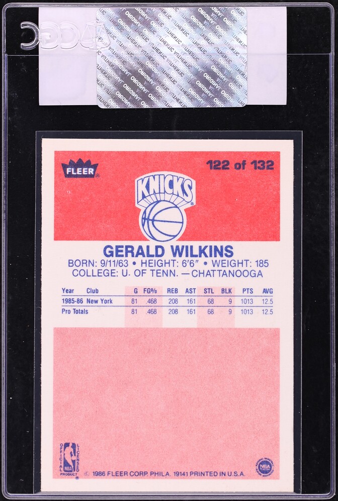 1986 Fleer Basketball Gerald Wilkins ROOKIE #122 CGC AUTH