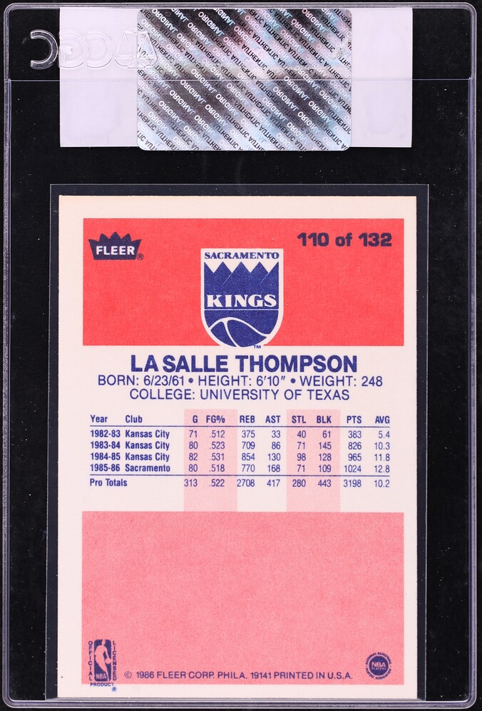 1986 Fleer Basketball LaSalle Thompson #110 CGC AUTH