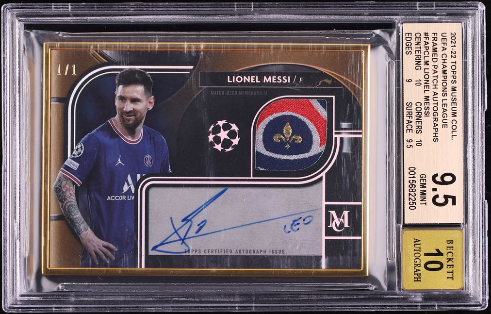 2021 Topps Museum Collection UEFA Framed Lionel Messi PATCH AUTO 1