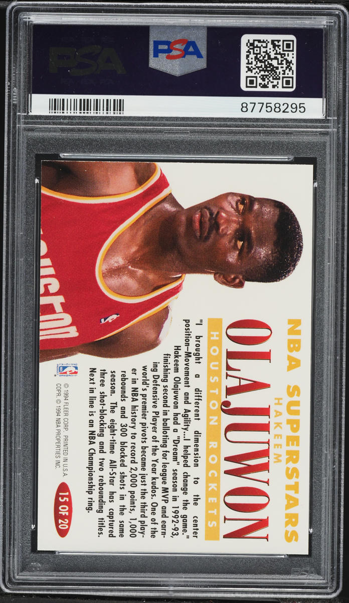1993 Fleer NBA Superstars Hakeem Olajuwon #15 PSA 10 GEM MINT