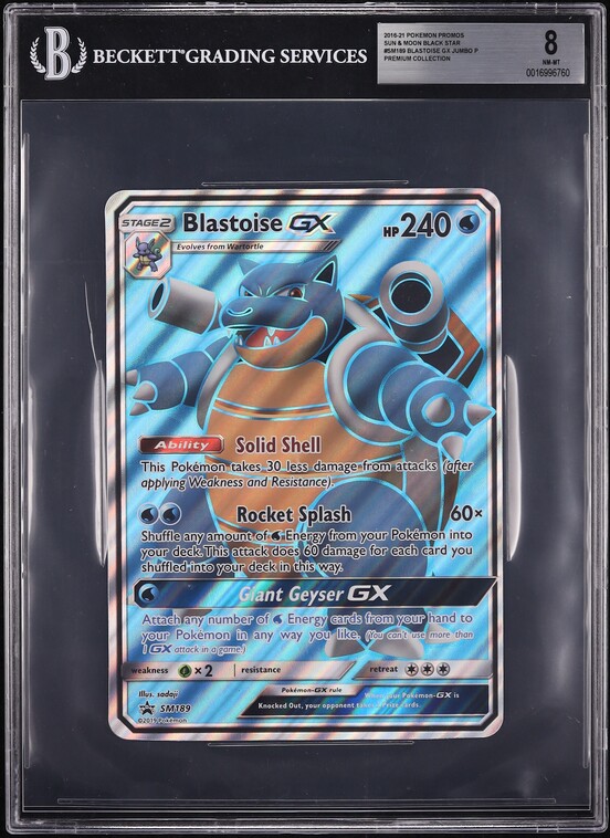 2016 Pokemon Sun & Moon Black Star Promo Jumbo Blastoise Gx #SM189 BGS 8 NM-MT